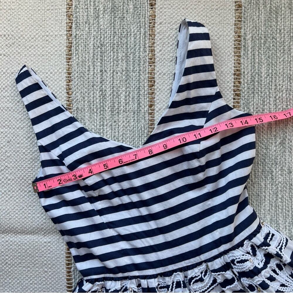 Lilly Pulitzer Roswell Cording We Will Go Navy White Striped Fit & Flare Dress 0 - Picture 7 of 10
